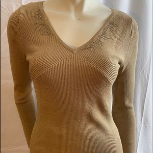 Gold V Neck Sweater.